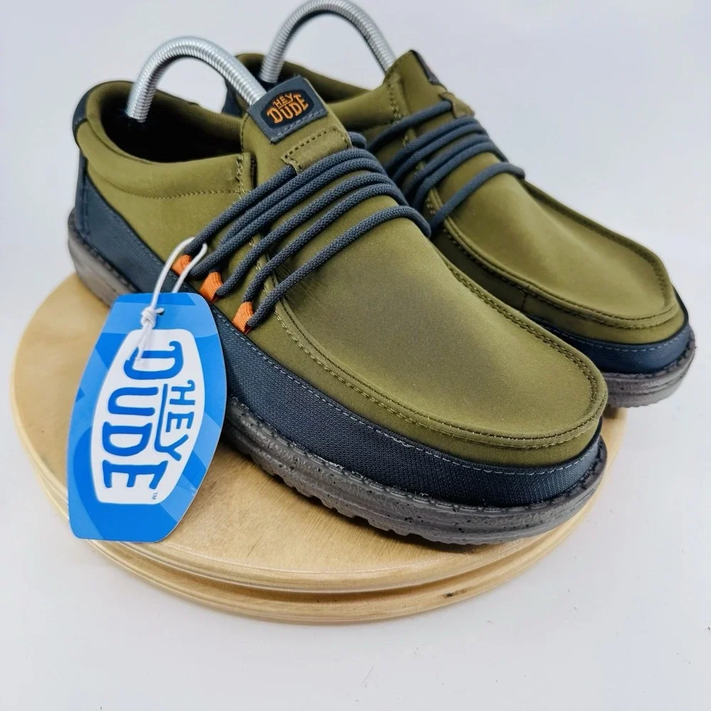 Hey Dude Wally Guard Men's 8 Dark Olive Shoes Slip On Comfort Casual NWT NEW